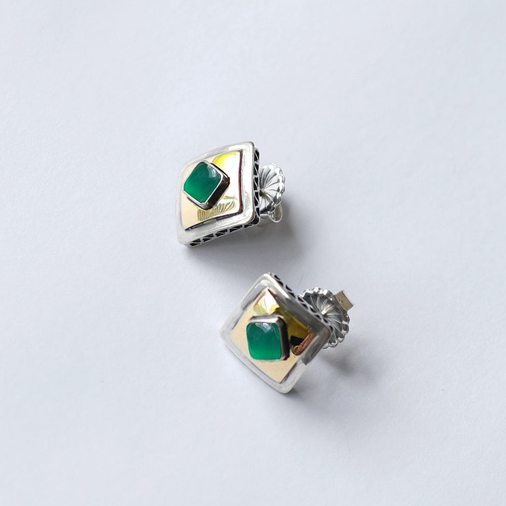 Green Agate Cleo Studs