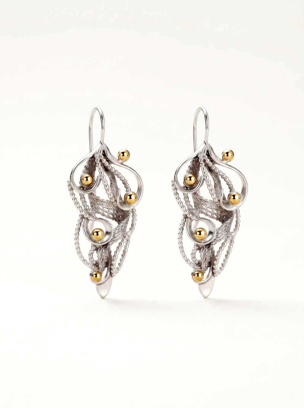Vine Silver and Gold Earrings
