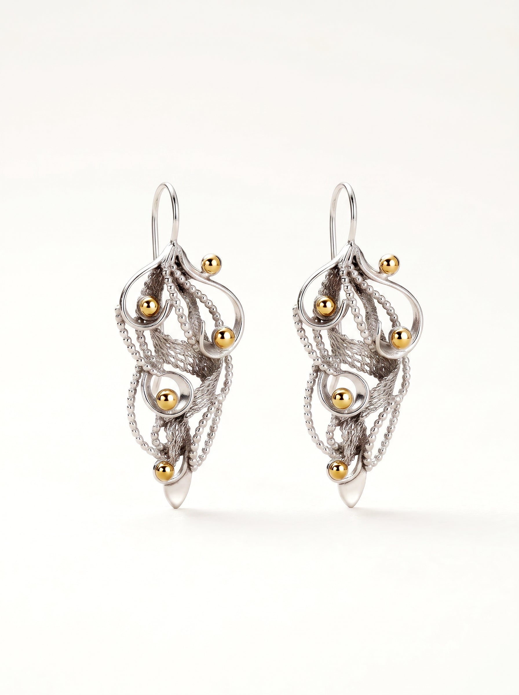 Vine Silver and Gold Earrings