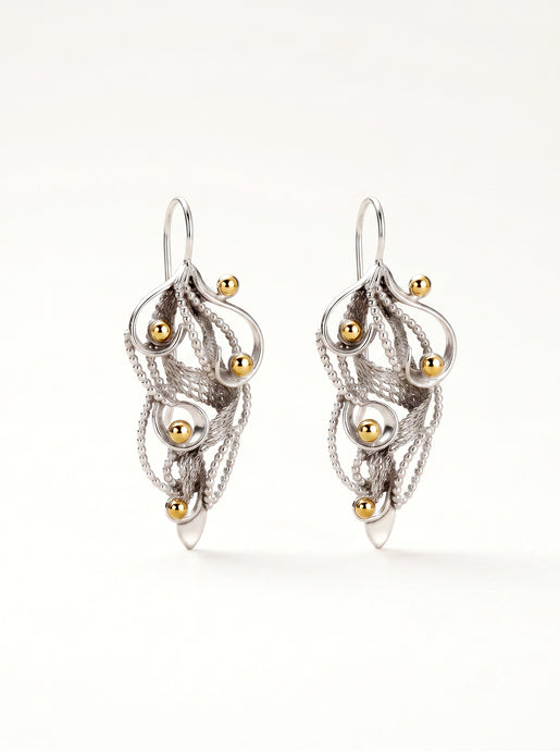 Vine Silver and Gold Earrings