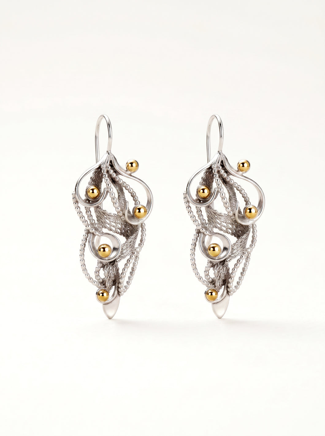 Vine Silver and Gold Earrings