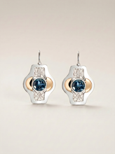 Blue Byzantine Earrings Silver and Gold