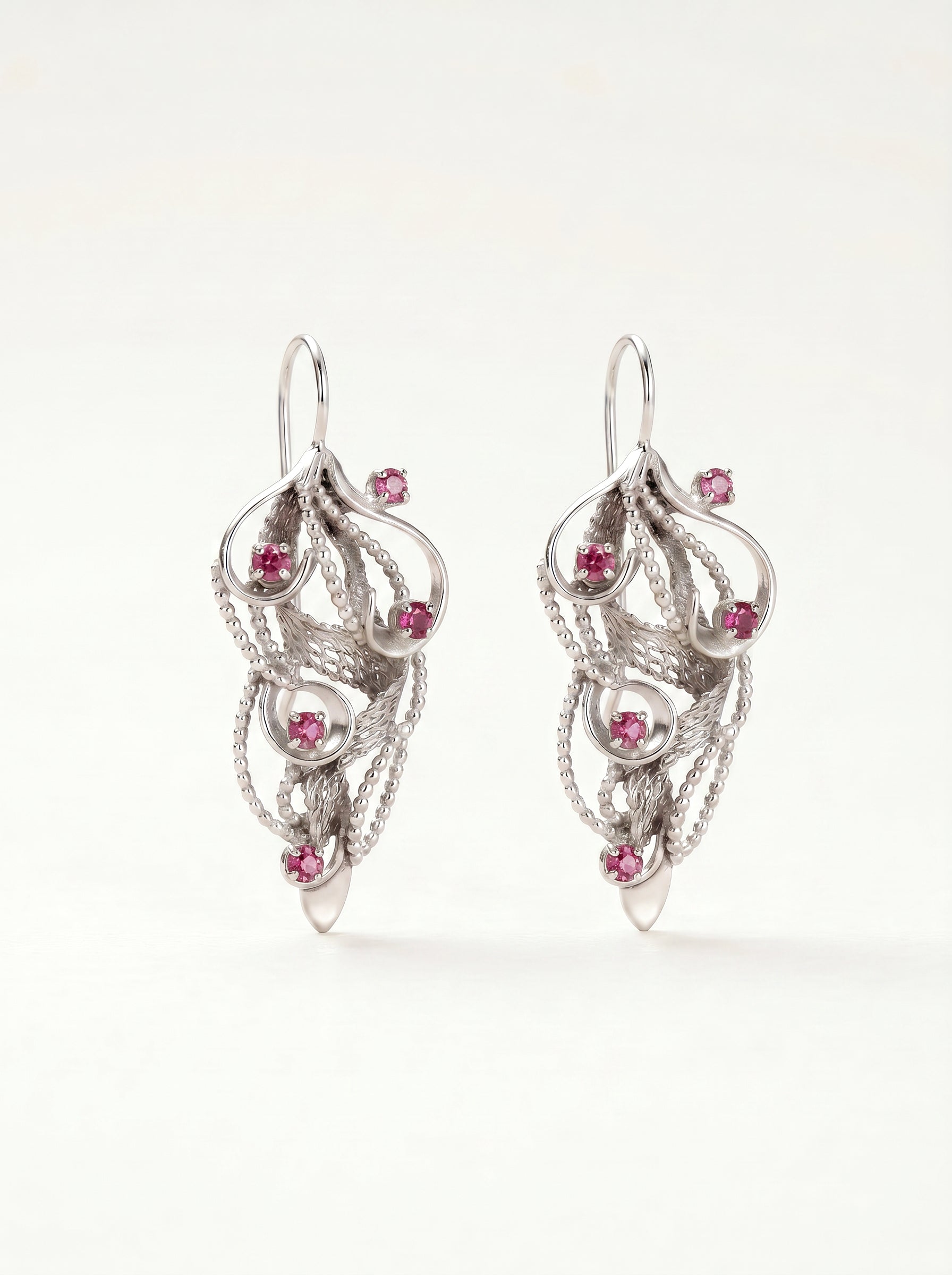 Pink Tourmaline Vine Earrings