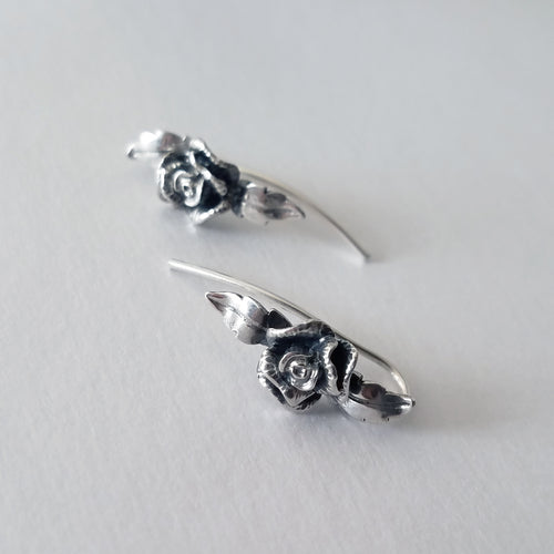 Rose Flower Ear Climber Earrings