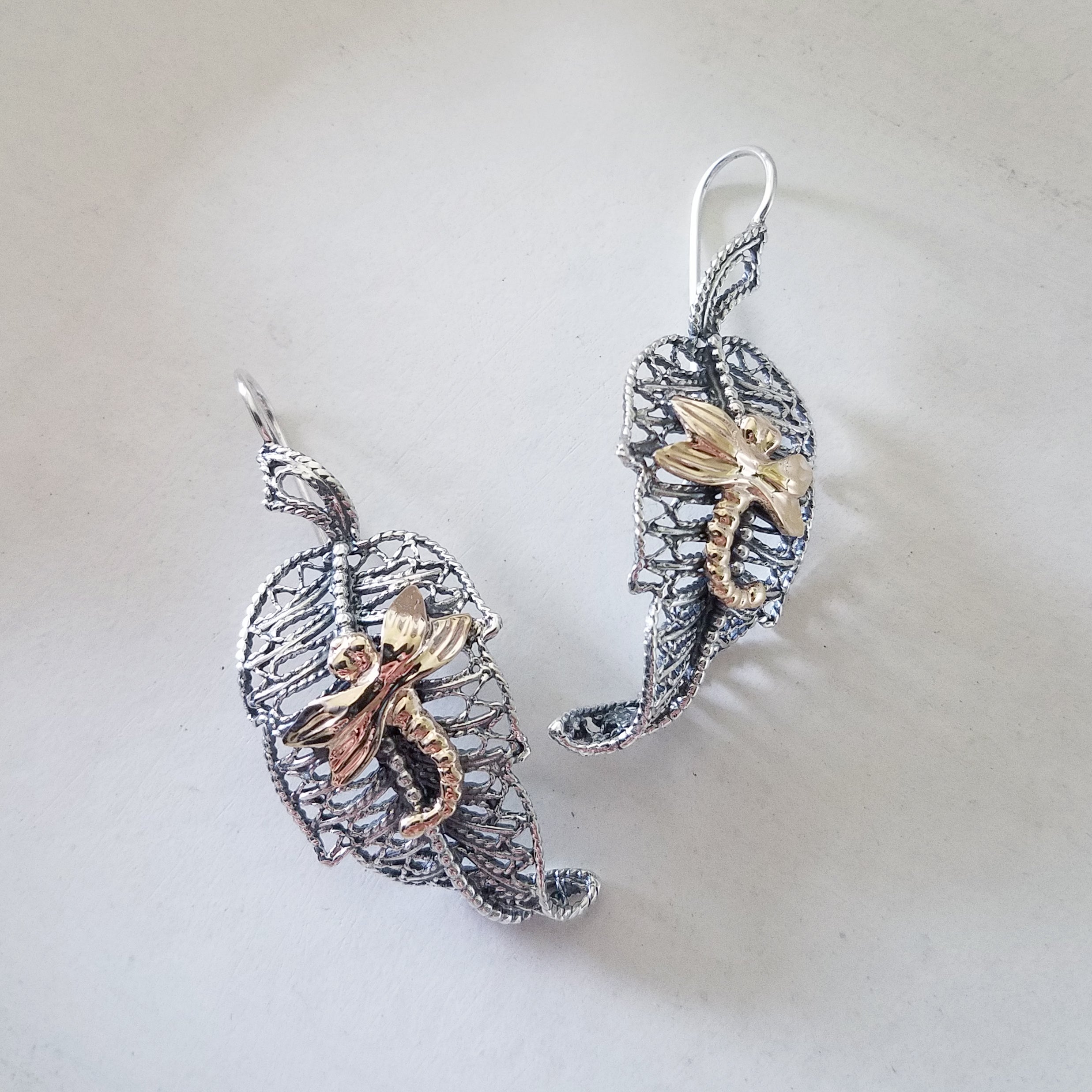 Autumn Dragonfly Leaf Earrings