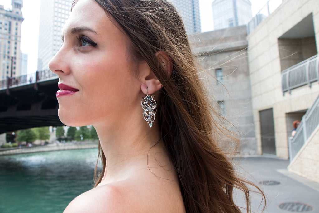 Pink Tourmaline Vine Earrings