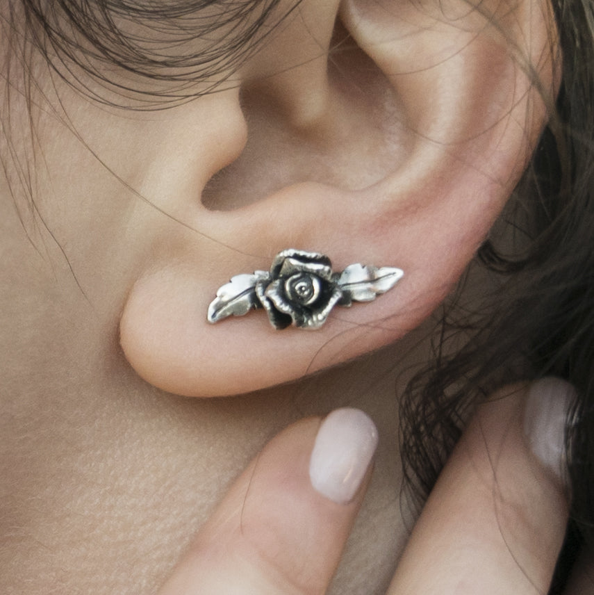 Rose Flower Ear Climber Earrings