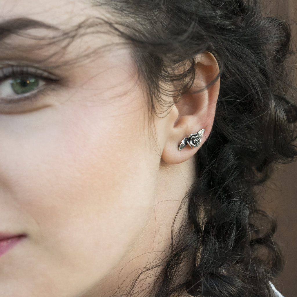 Rose Flower Ear Climber Earrings