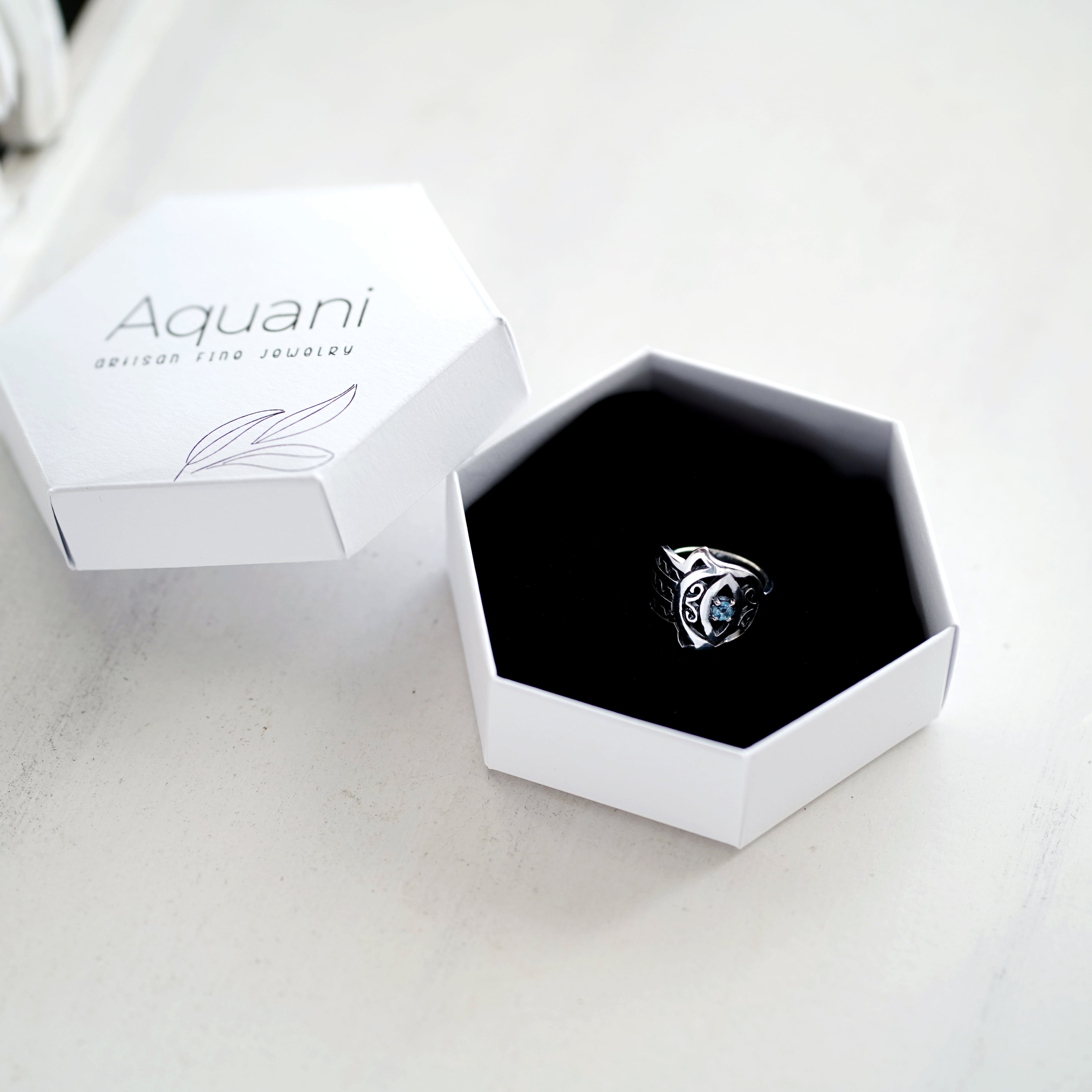 Blue Topaz Hamsa Ring