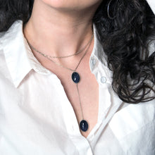 Gold Stone Cabochon Double Stone Necklace
