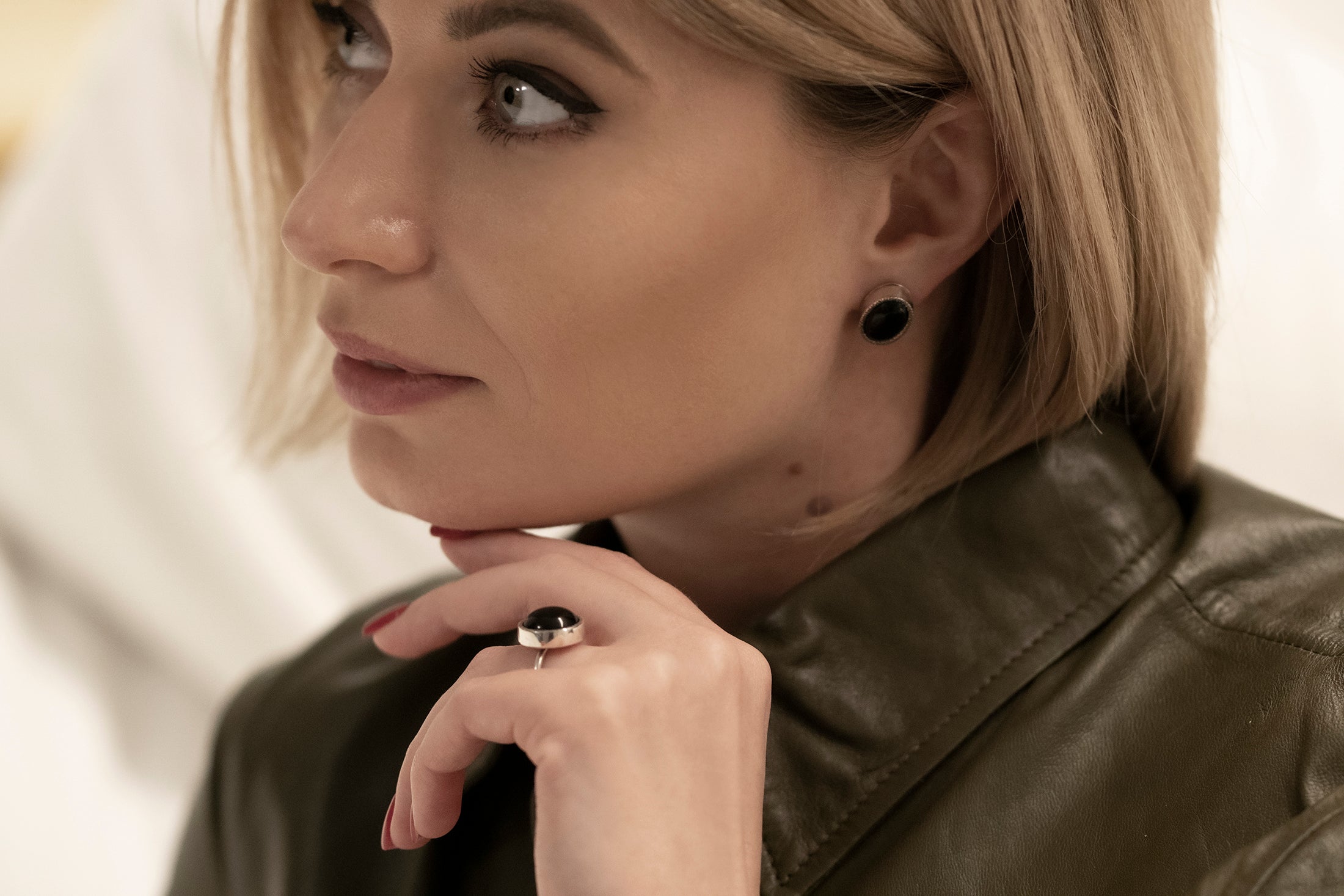 Paris Black Onyx Stud Earrings