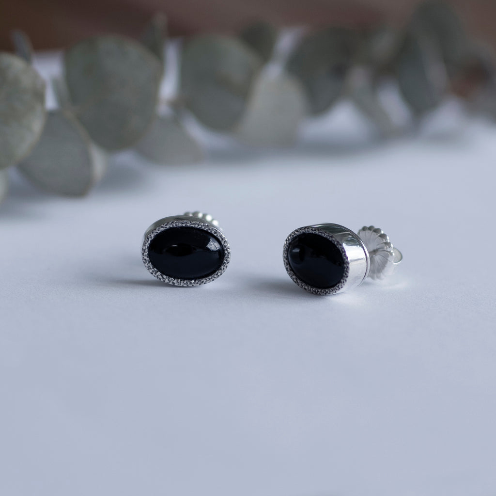 Paris Black Onyx Stud Earrings