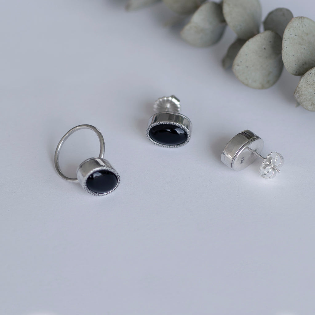 Paris Black Onyx Stud Earrings
