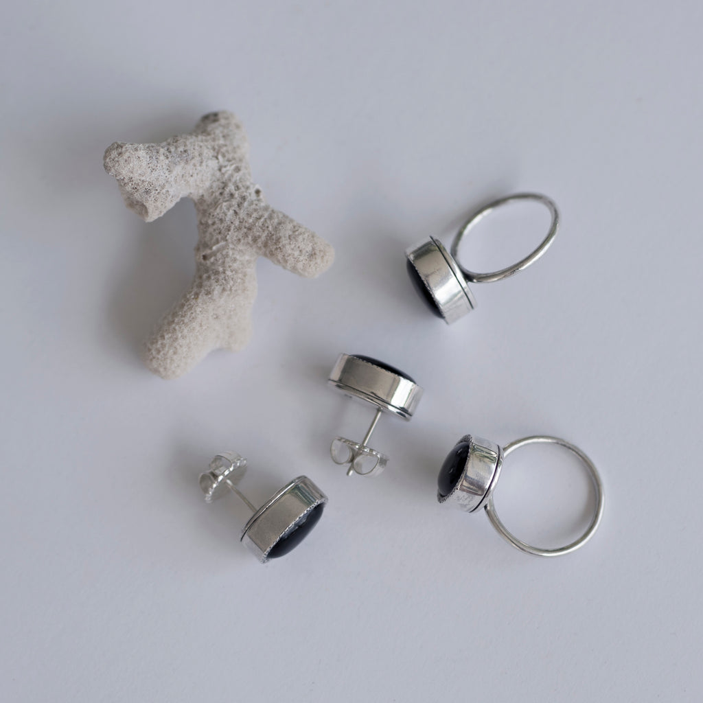 Paris Black Onyx Stud Earrings