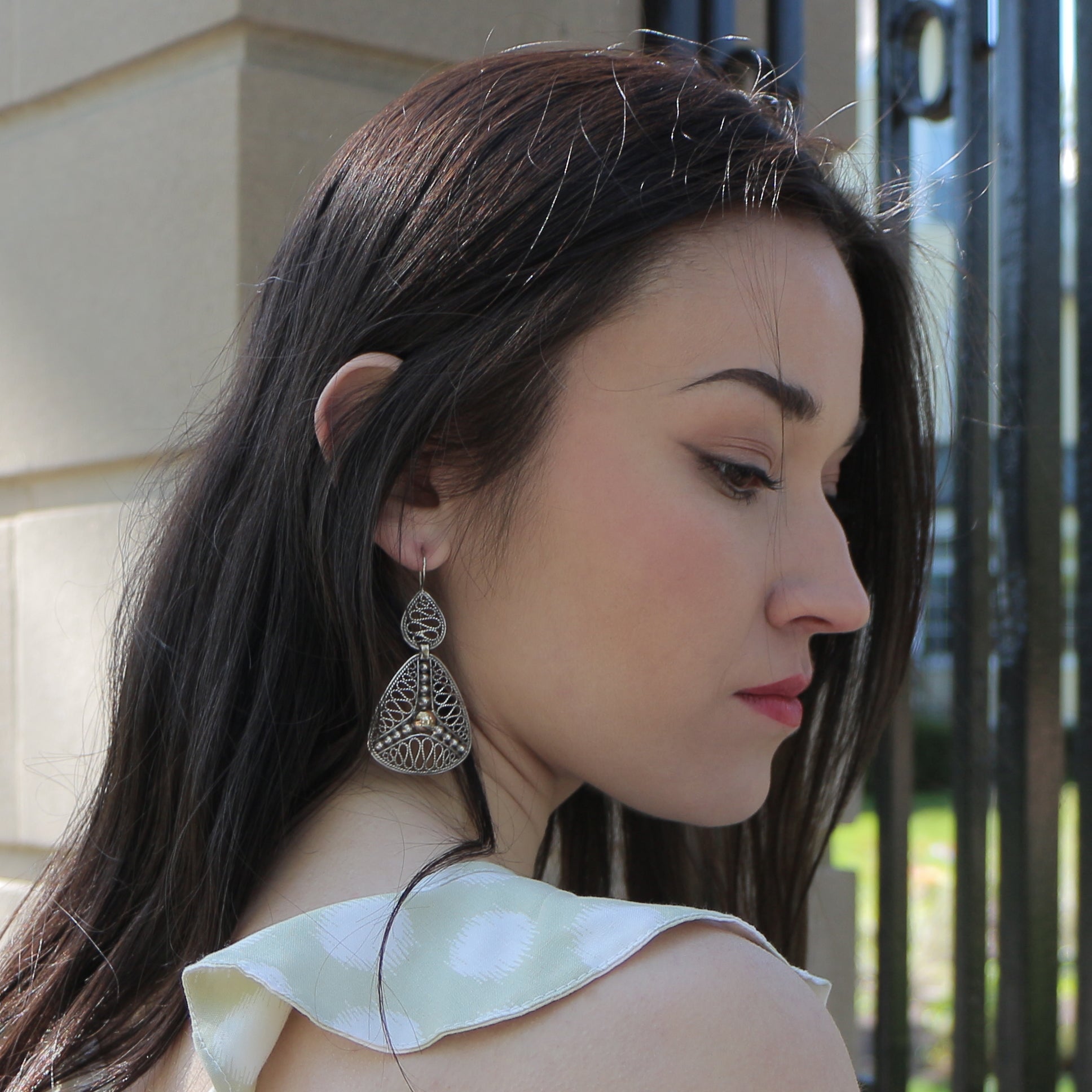 Mediterranean Drops Earrings with Gold Accent