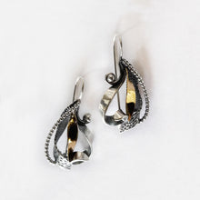 Abstract Pear Silver and Gold Earrings