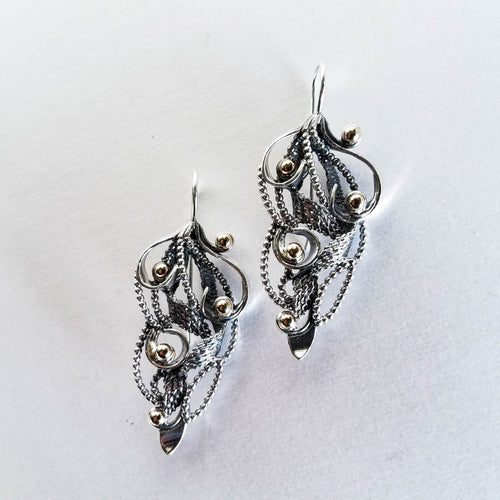 Vine Silver and Gold Earrings